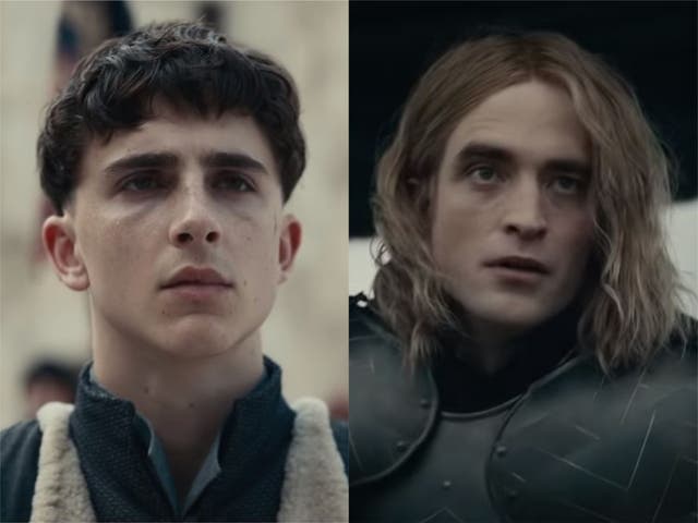 Timothée Chalamet and Robert Pattinson in The King