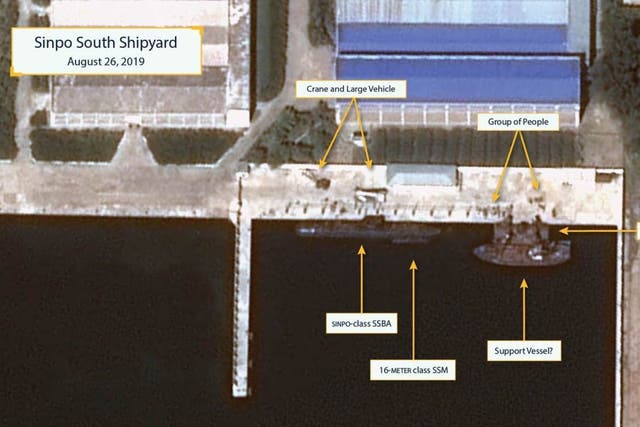 Satellite image showing secure boat basin at Sinpo South Shipyard, in North Korea, on 26 August 2019.