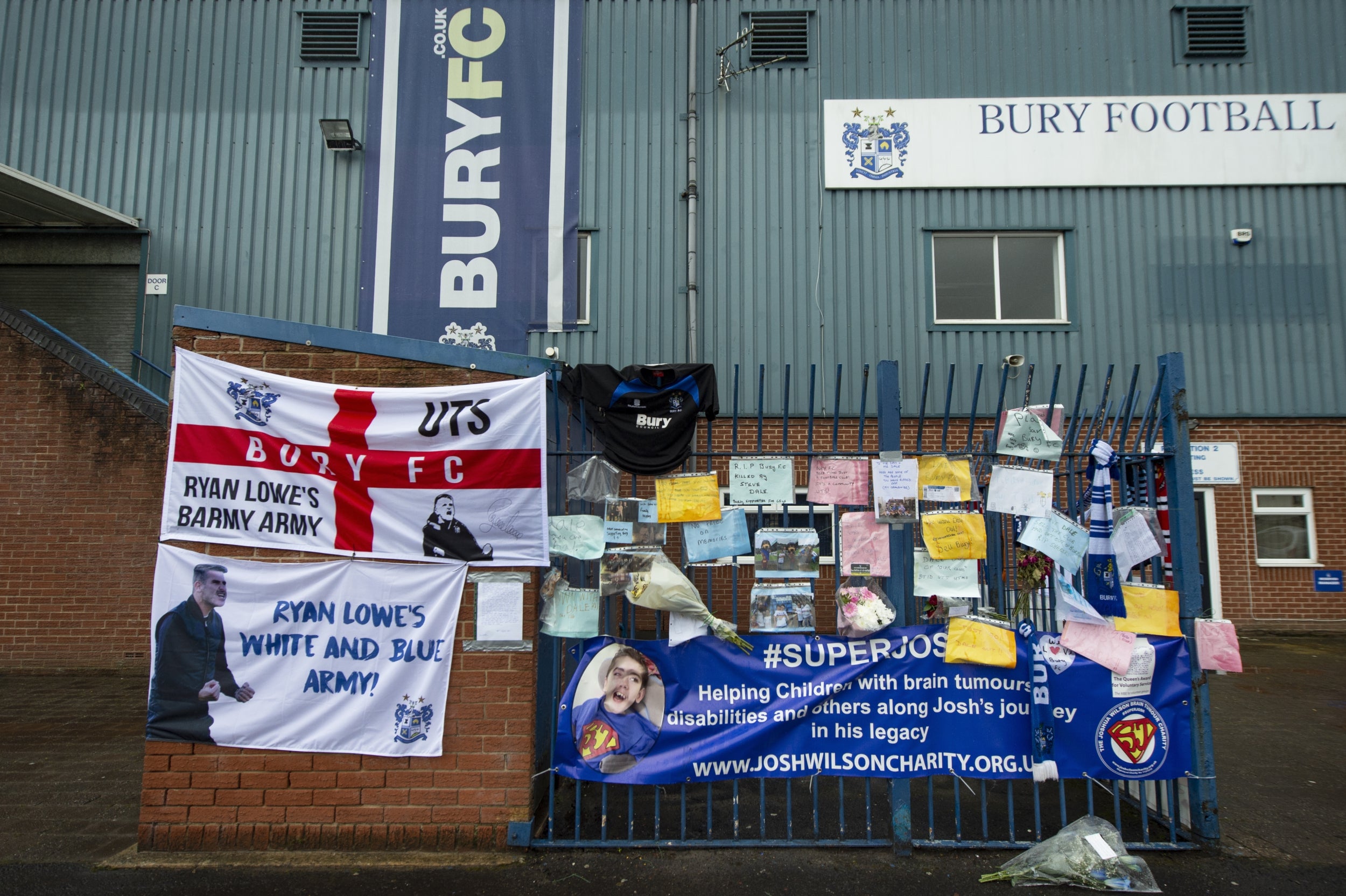 Tributes to Bury are made outside their ground