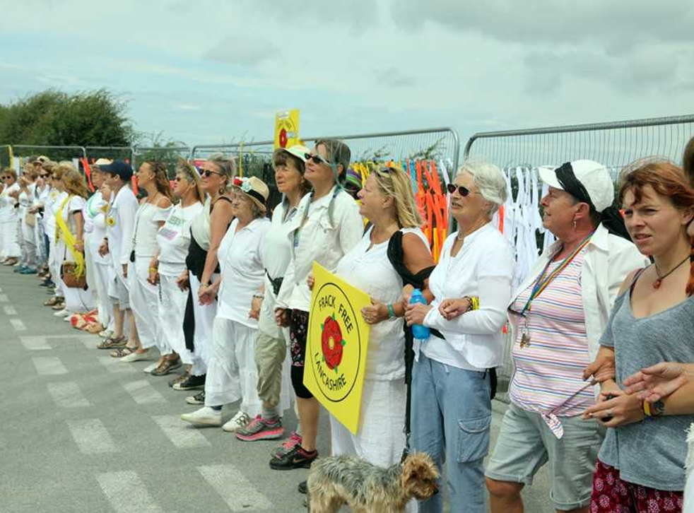 Anti-fracking campaigners at Preston New Road fracking site
