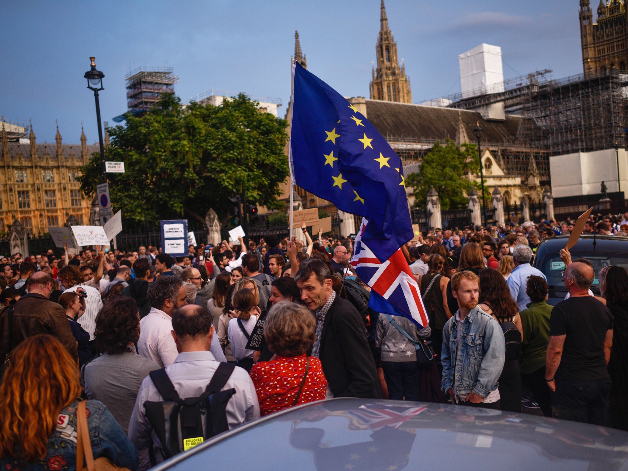 Thousands gathered to protest Boris Johnson's decision to suspend parliament.