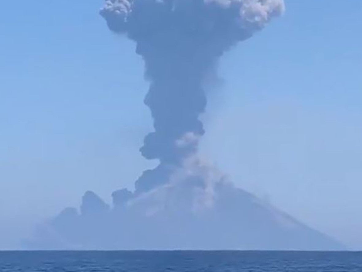 A huge cloud of ash was visible for miles around Stromboli after the eruption