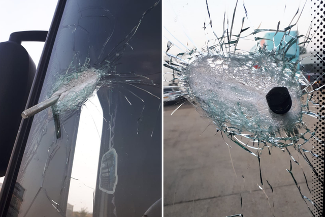 Police are investigating reports of criminal damage after a metal bolt was allegedly thrown at a lorry windscreen in Corringham, Essex, on 27 August 2019.