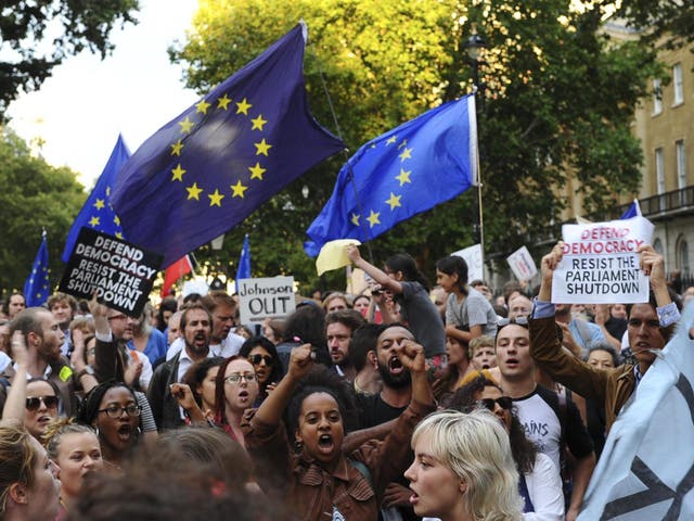 At least 60 protests are planned across Britain in opposition to the suspension of parliament