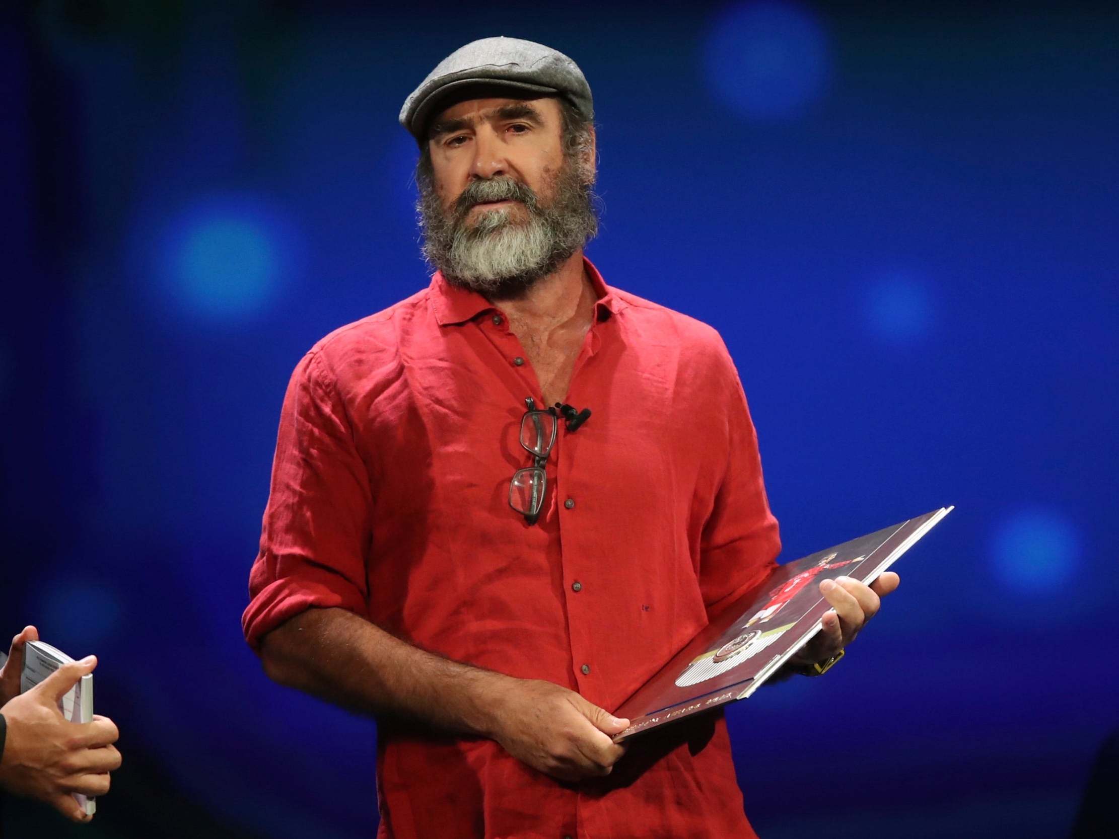 Eric Cantona delivered a bizarre acceptance speech at the Uefa Champions League draw