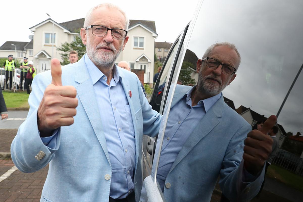 Jeremy Corbyn in Dunfermline yesterday; he said opposition parties were uniting to fight Johnson’s plans