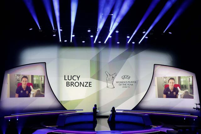 England and Lyon's Lucy Bronze was named Uefa Women's Player of the Year