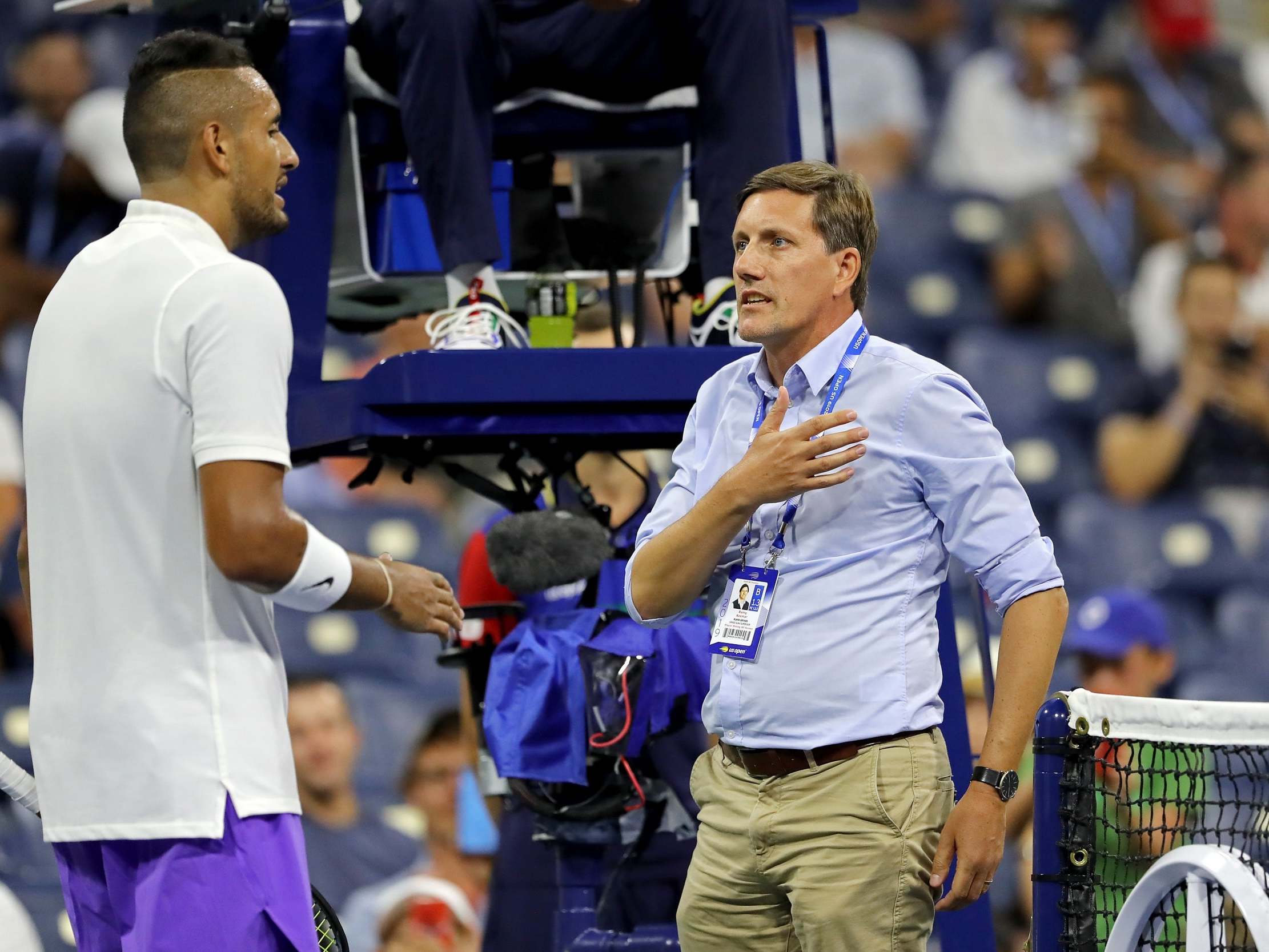 US Open 2019: Nick Kyrgios in the thick of controversy over collar 'misunderstanding' against ...