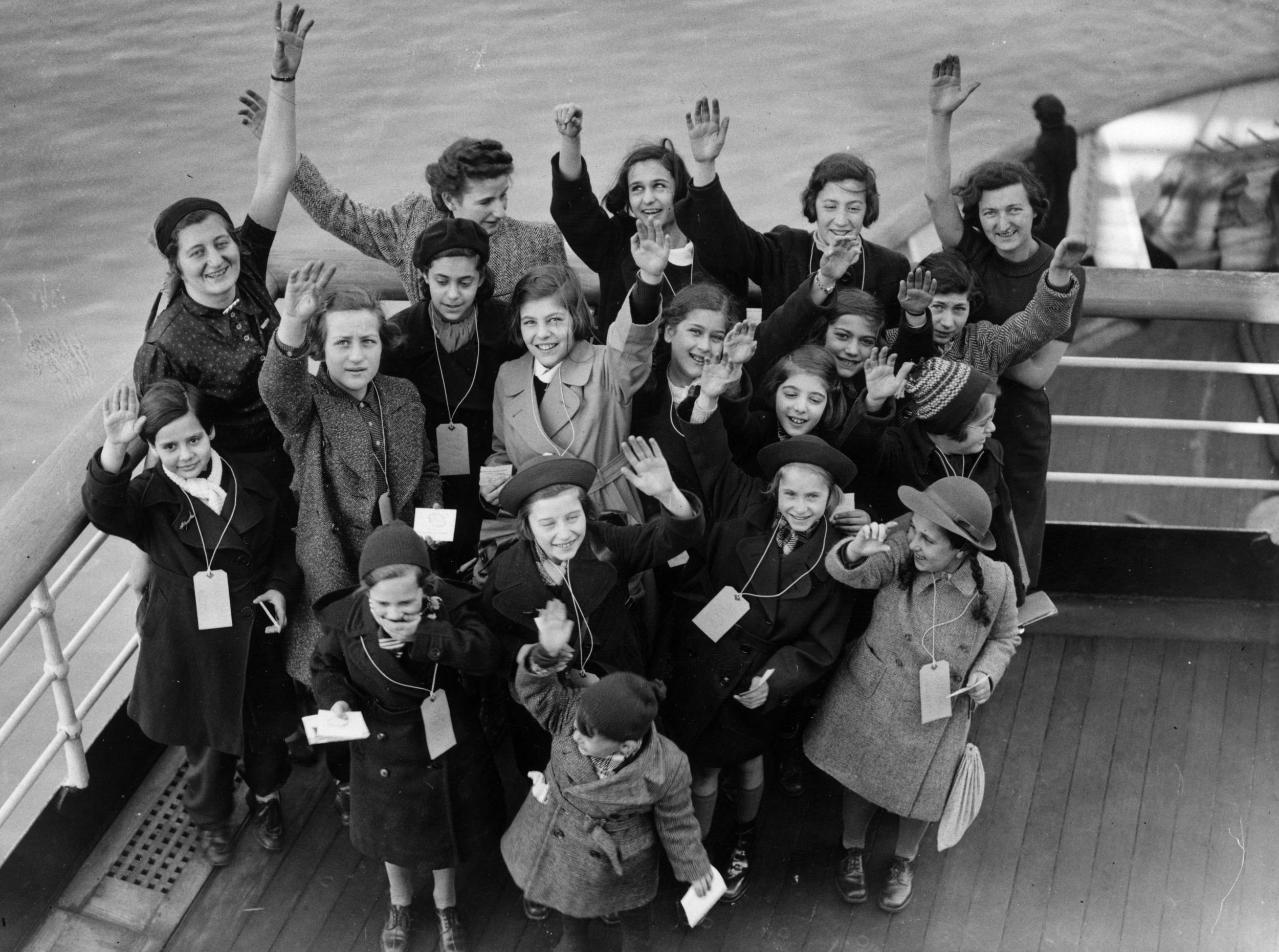 German-Jewish refugee children arrive at Southampton in March 1939 (Getty)