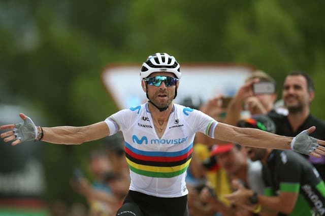 Alejandro Valverde claimed victory on stage seven
