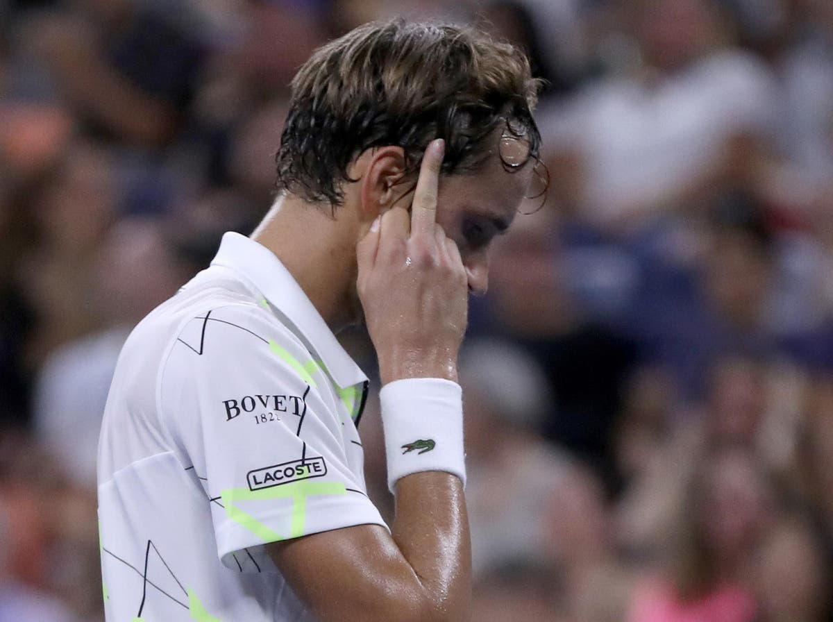 US Open: Medvedev gives fans the middle finger before beating Lopez