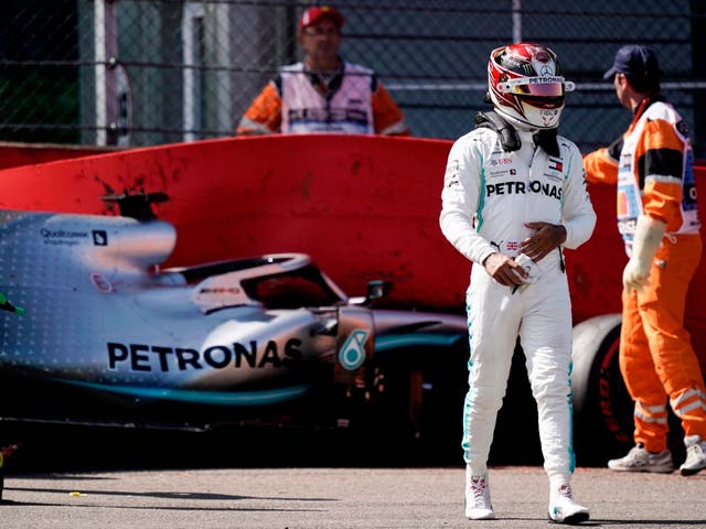 Lewis Hamilton crashed out of final practice in Belgium ahead of qualifying