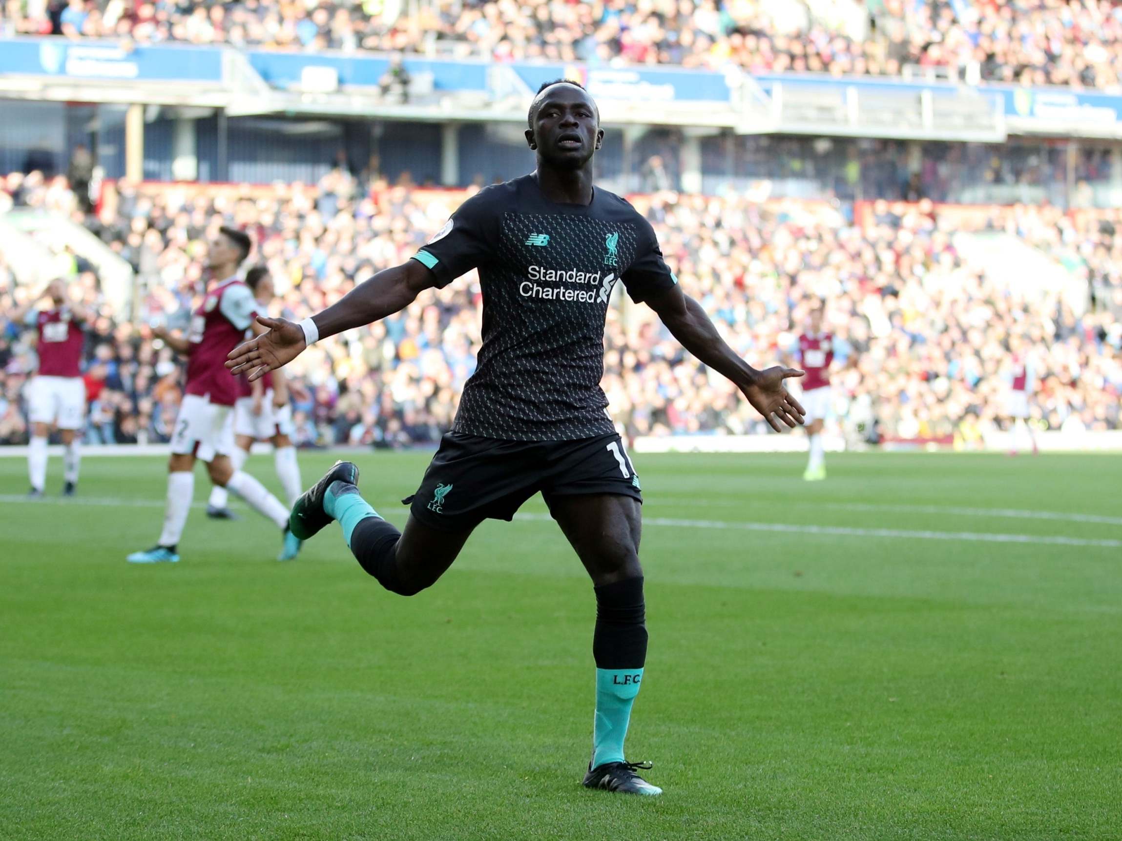 Sadio Mane celebrates scoring Liverpool's second goal against Burnley