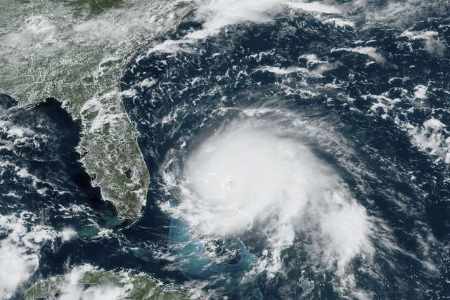 Hurricane Dorian churning over Atlantic Ocean close to northern Bahamas
