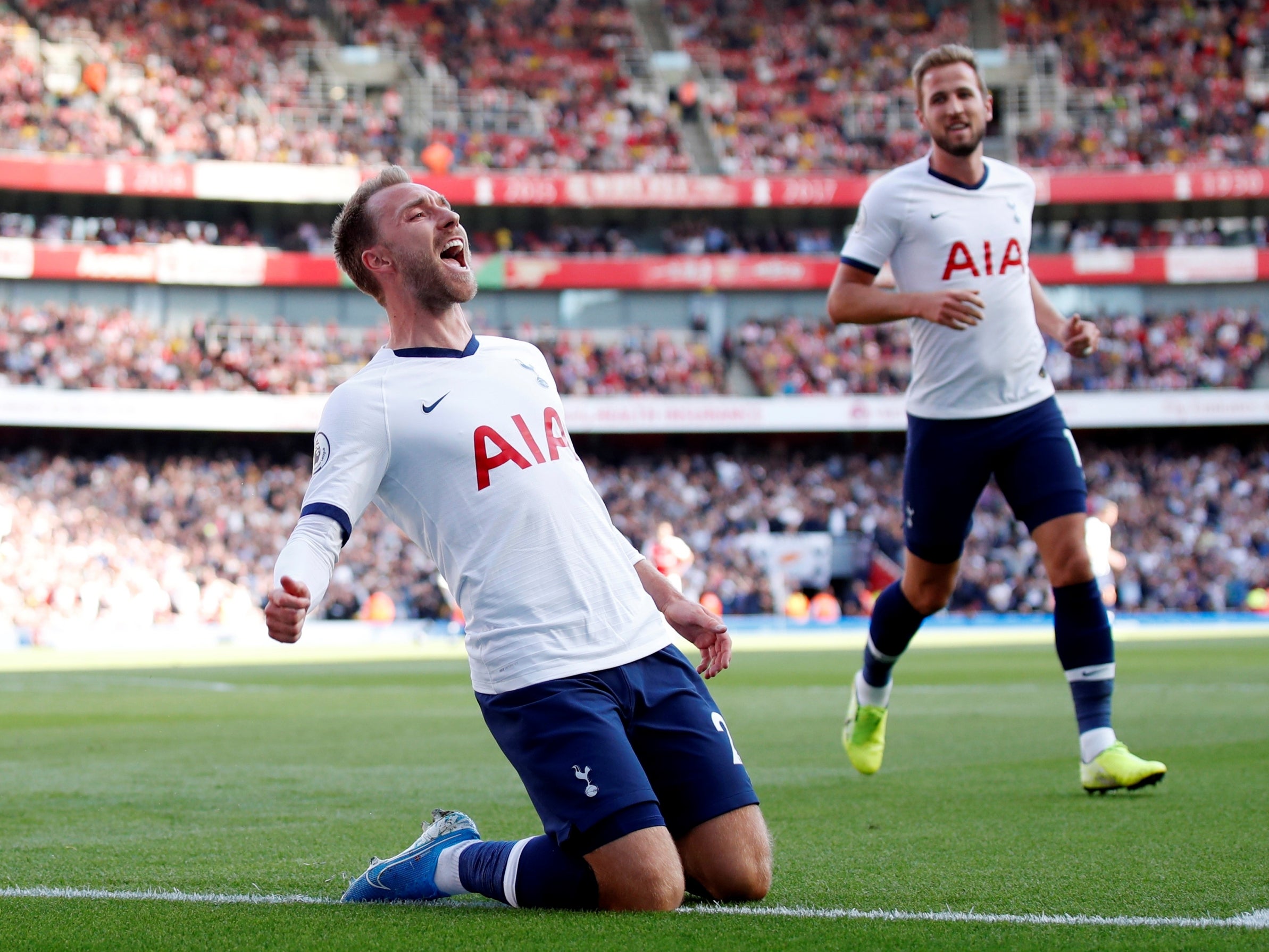 Christian Eriksen scores Tottenham’s first goal against Arsenal