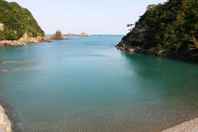 A view of the cove where dolphins are slaughtered for their meat in Taiji