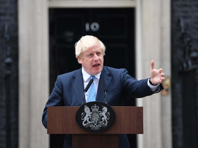 Prime minister Boris Johnson speaks outside Number 10 on 2 September 2019.