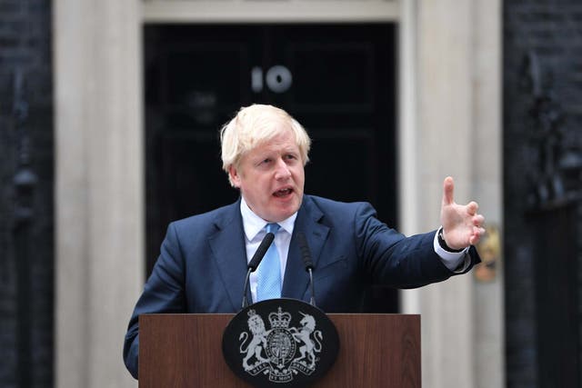 Prime minister Boris Johnson speaks outside Number 10 on 2 September 2019.