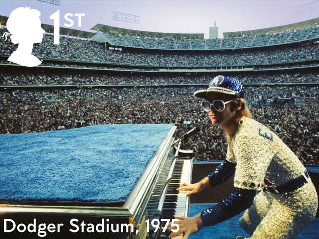 The Elton John stamp showing one of his early stadium shows