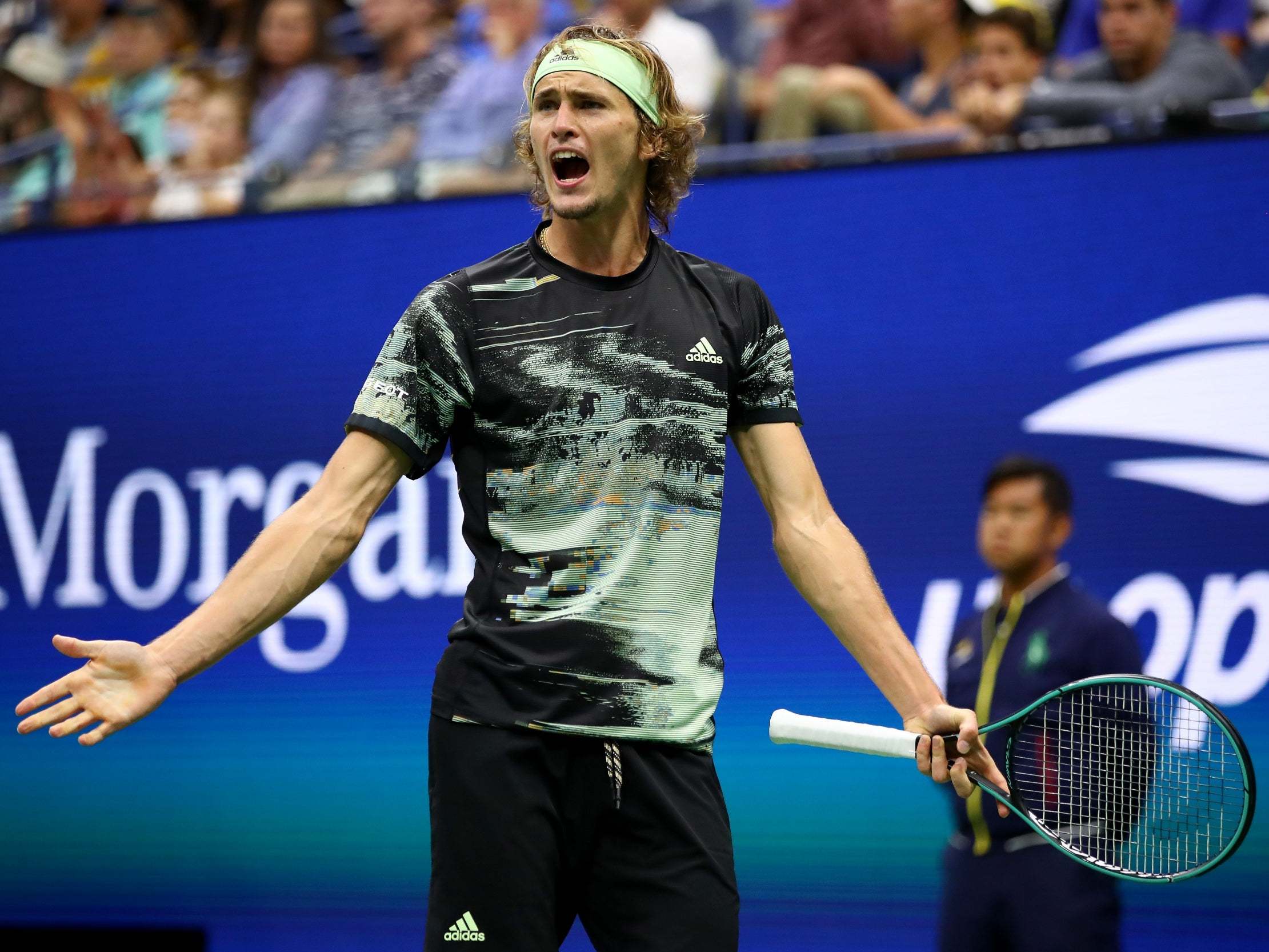 Alexander Zverev receives a code violation during his defeat by Diego Schwartzman