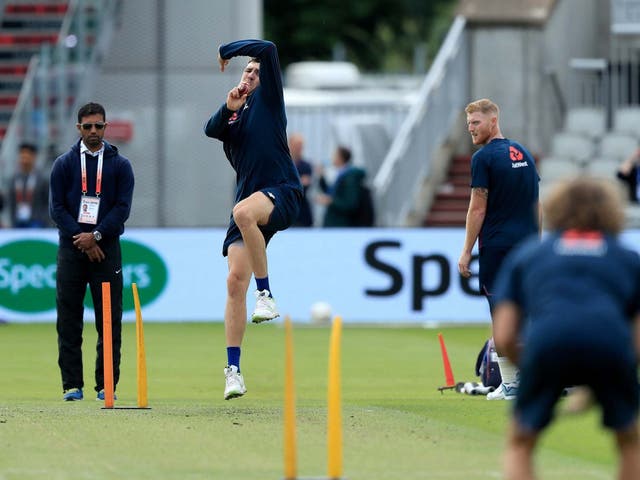 Craig Overton works in training during a nets session