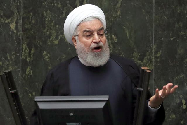 The Iranian president, Hassan Rouhani, speaks at a session of parliament in Tehran on Tuesday