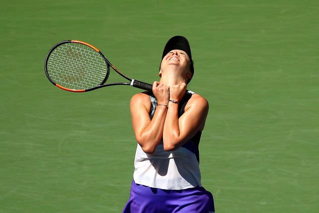 Elina Svitolina celebrates her quarter-final victory