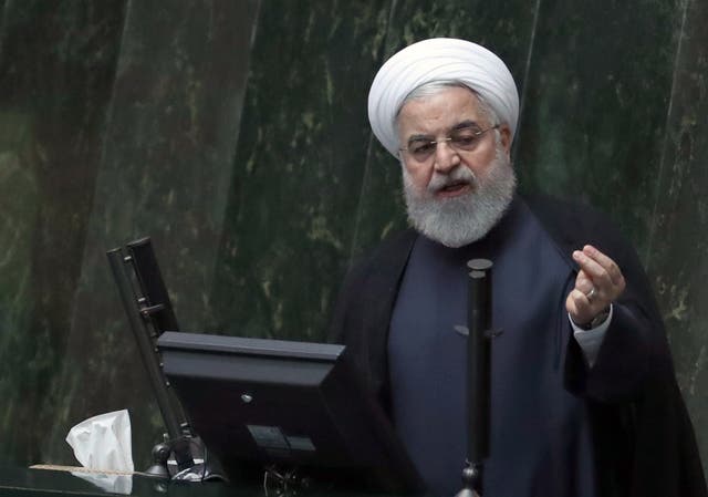 Hassan Rouhani speaking at a session of the Iranian parliament in Tehran