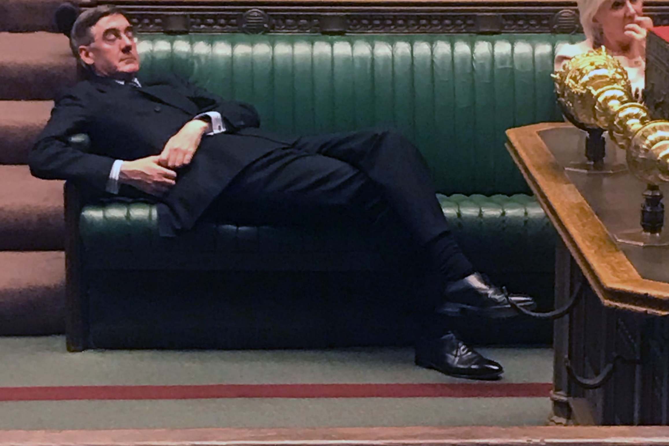 The UK’s leader of the House of Commons relaxing on the front benches