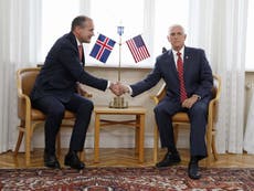 Iceland president wears rainbow bracelet for meeting with Mike Pence