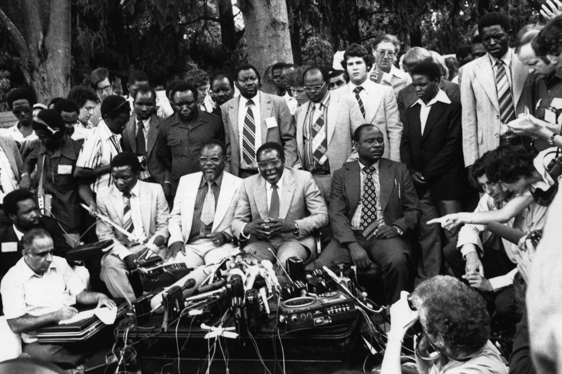 Robert Mugabe speaks after being newly elected as thr President of Zimbabwe in 1980