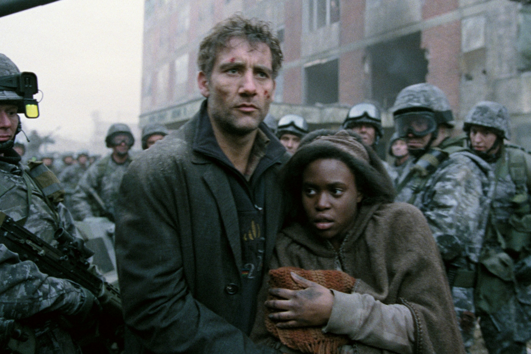 A still from the movie adaptation of ‘Children of Men’, starring Clive Owen