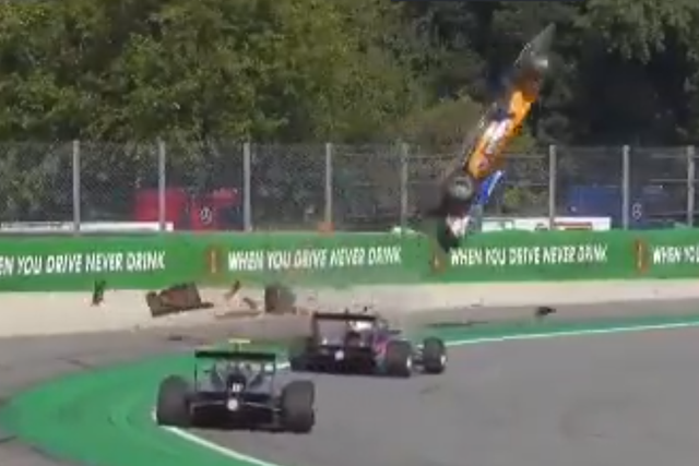 Driver Alex Peroni crashed during the F3 Feature race at Monza