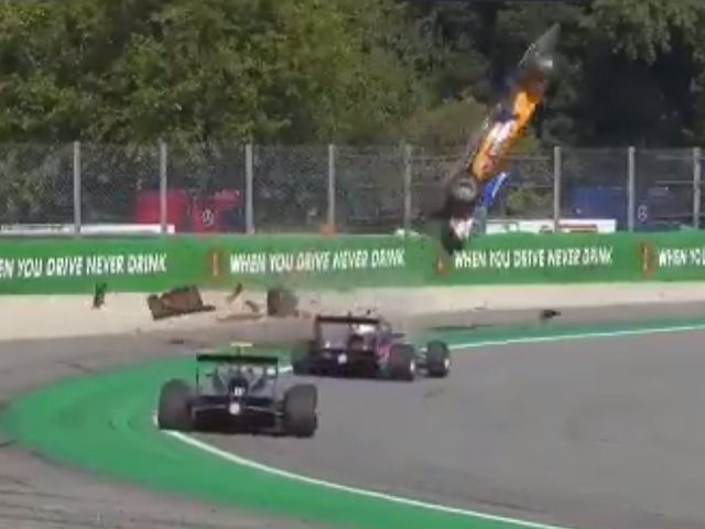 Driver Alex Peroni crashed during the F3 Feature race at Monza