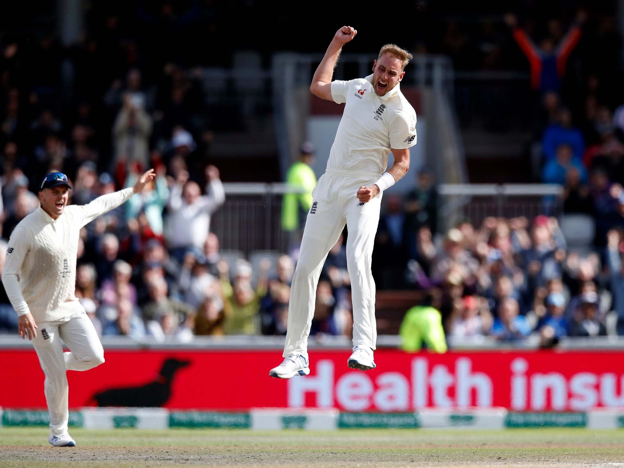 England's Stuart Broad celebrates another wicket