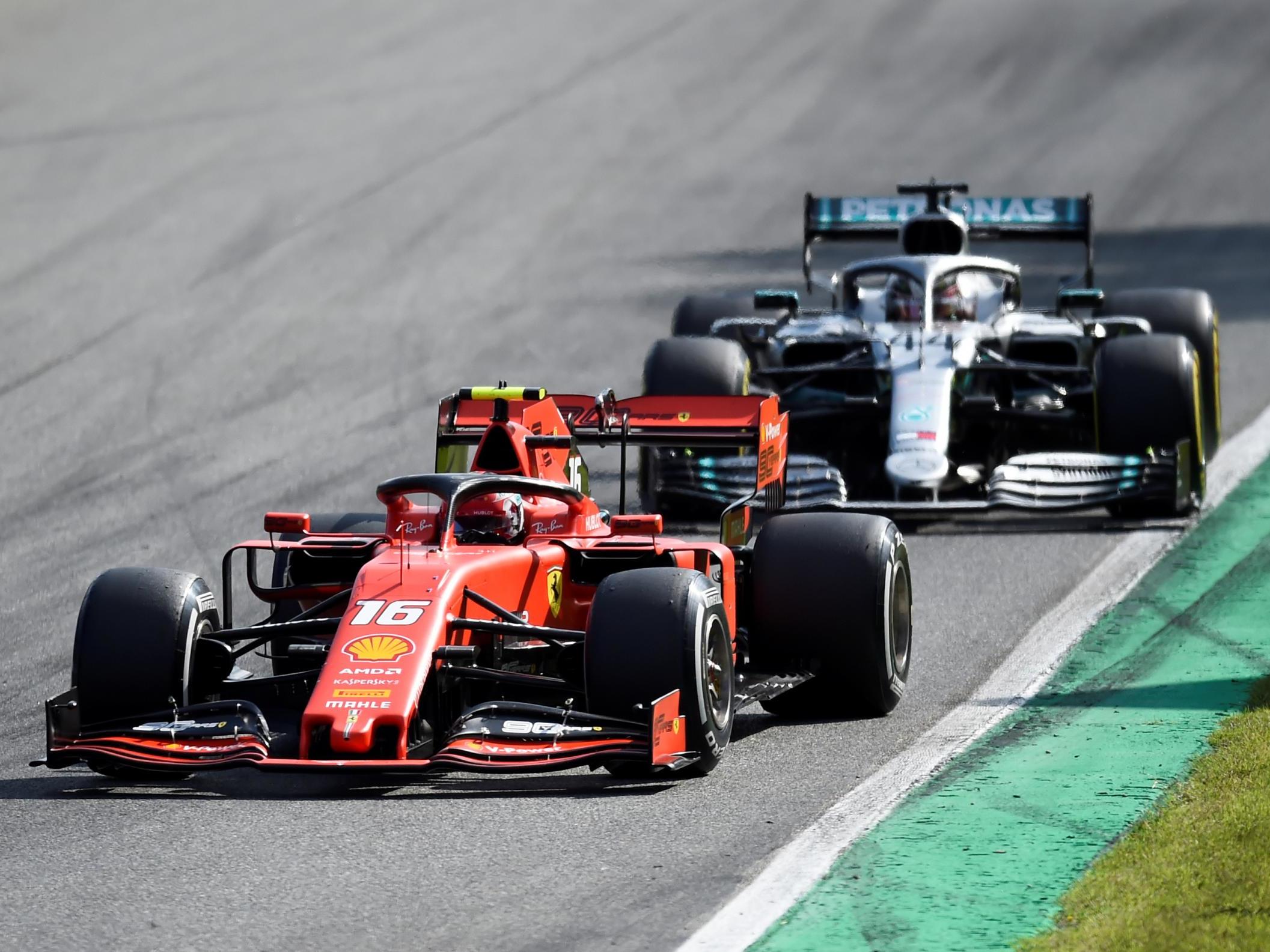 Charles Leclerc holds off Lewis Hamilton