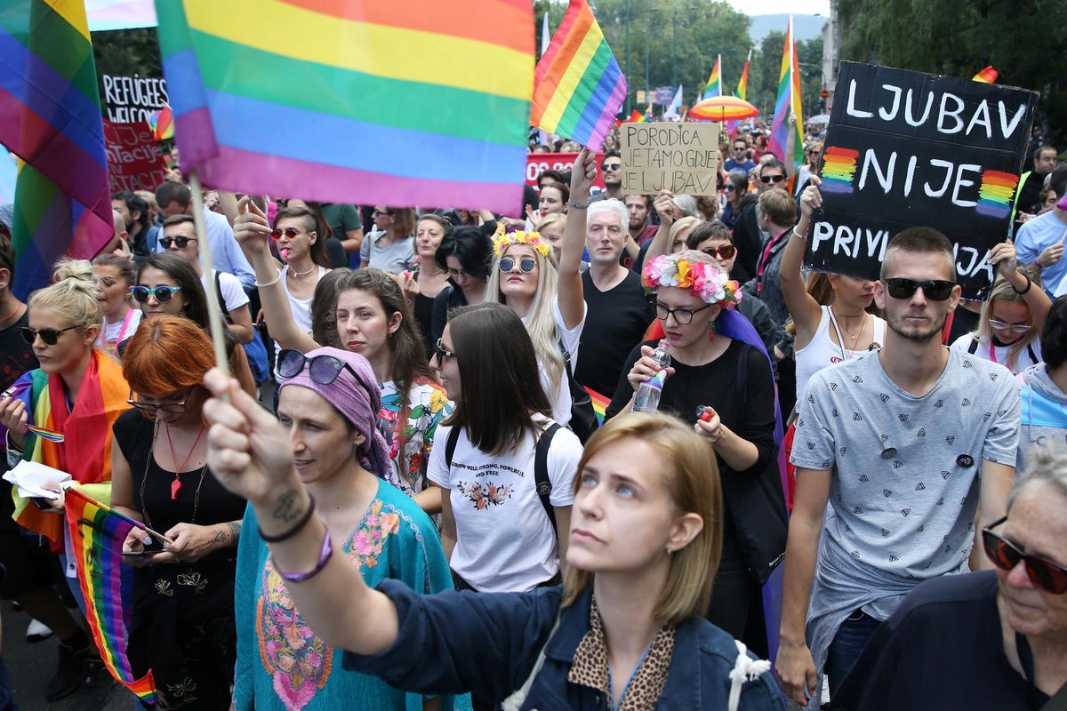 Bosnian capital holds first Pride parade amid counter protests and a backdrop of violent opposition