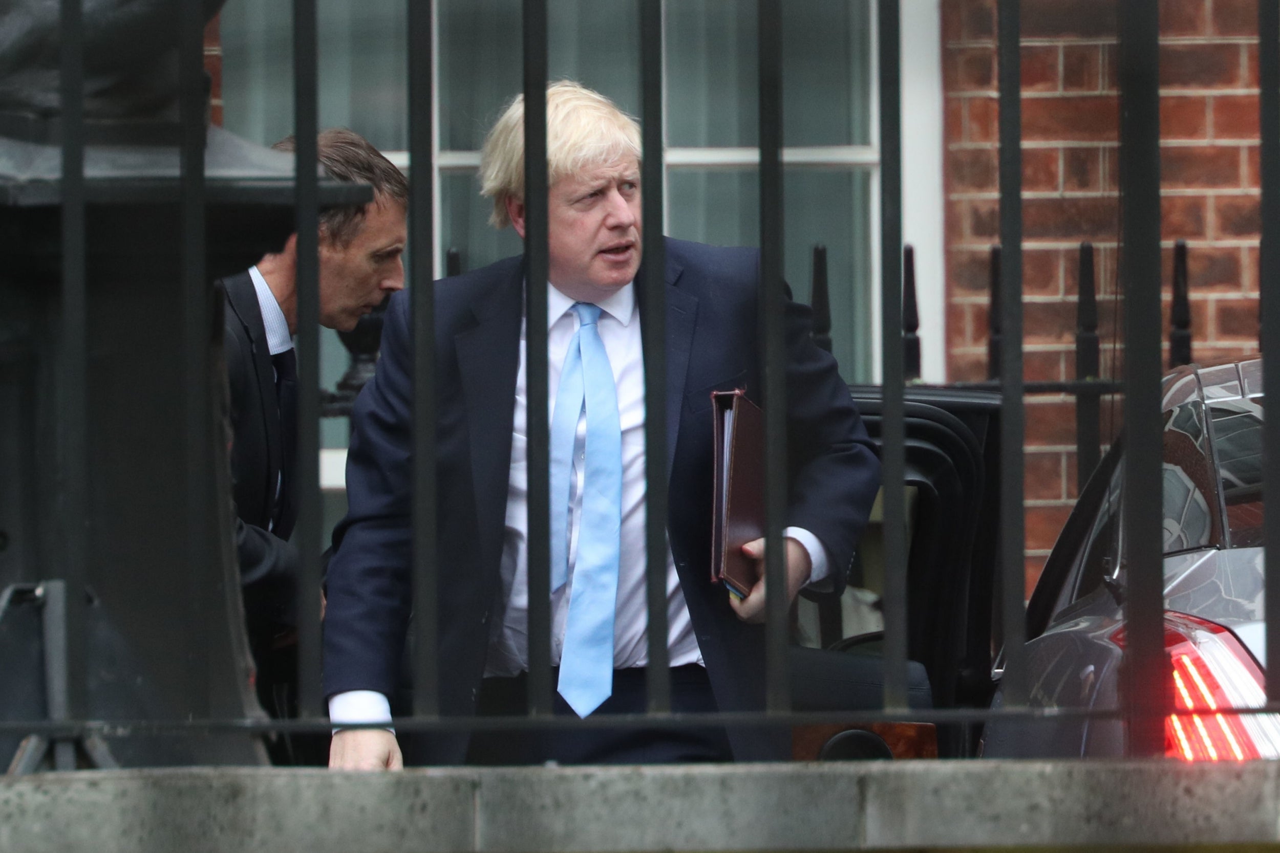 Boris Johnson arrives in Downing Street yesterday following his visit to Ireland