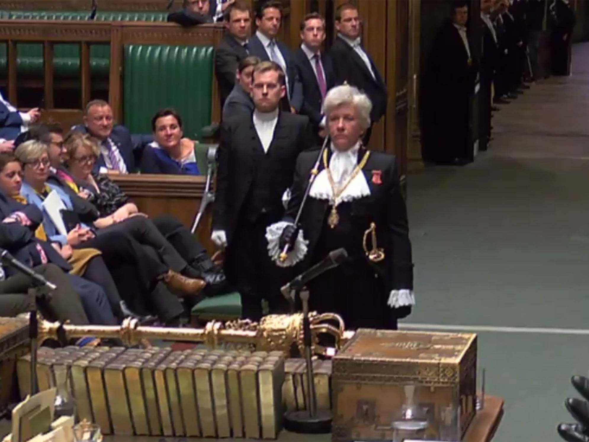 Black Rod enters the Commons during the ceremony to suspend parliament