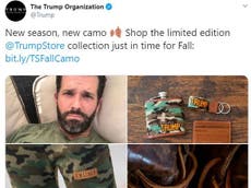 Trump organisation releases army-style product range, despite president repeatedly avoiding military duty