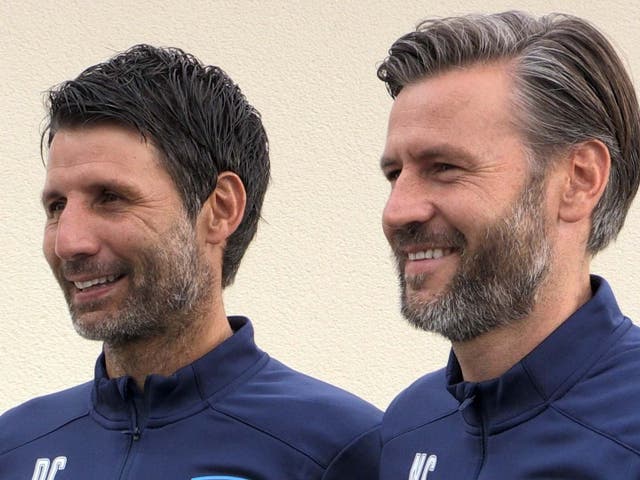 Danny Cowley and his assistant Nicky are unveiled