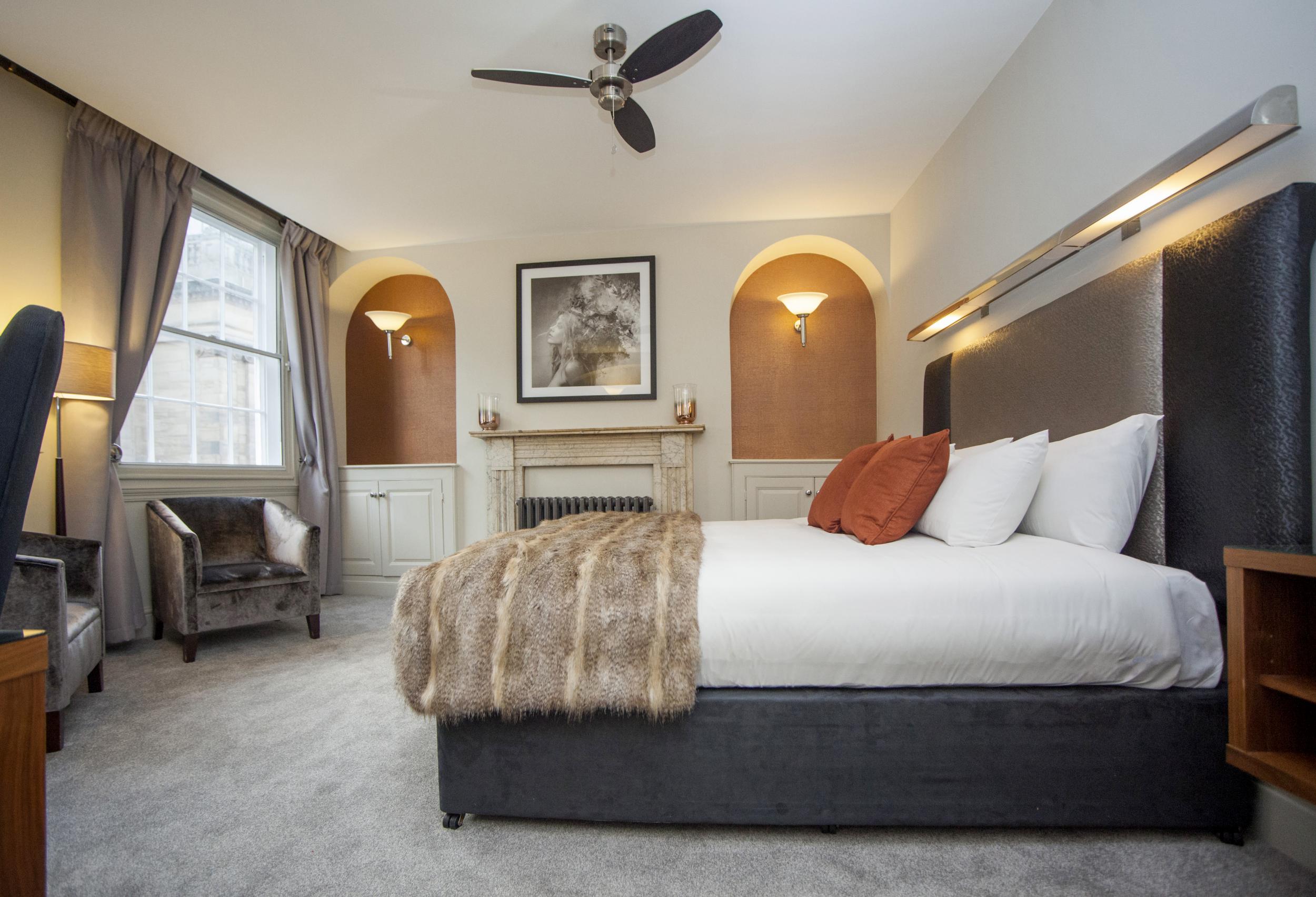 Cosy throws in a superior suite at the Lace Market Hotel