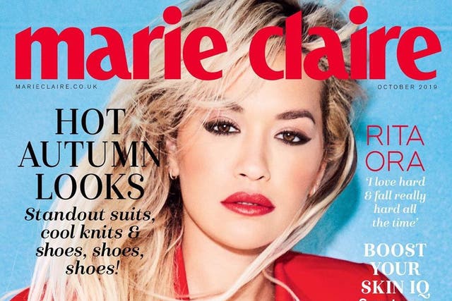 Rita Ora on the cover for the October issue of Marie Claire UK