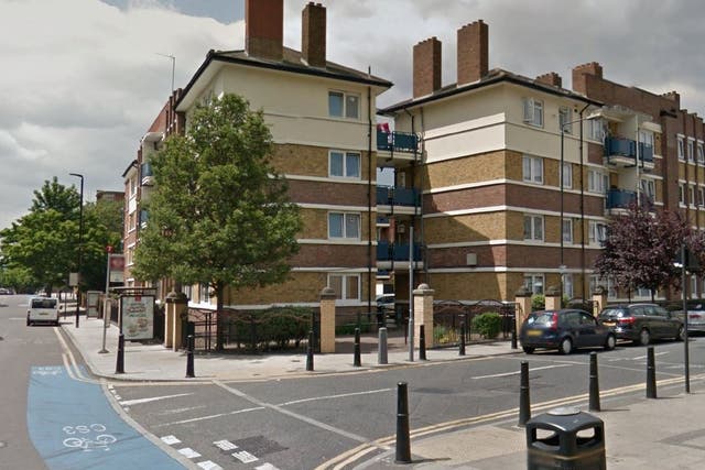 Google street view image of Bazely Street, at the junction with Poplar High Street, in London.