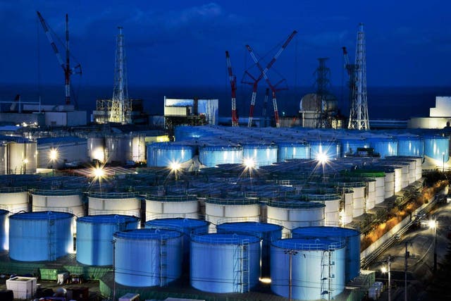 Tanks containing contaminated water at the Fukushima nuclear plant