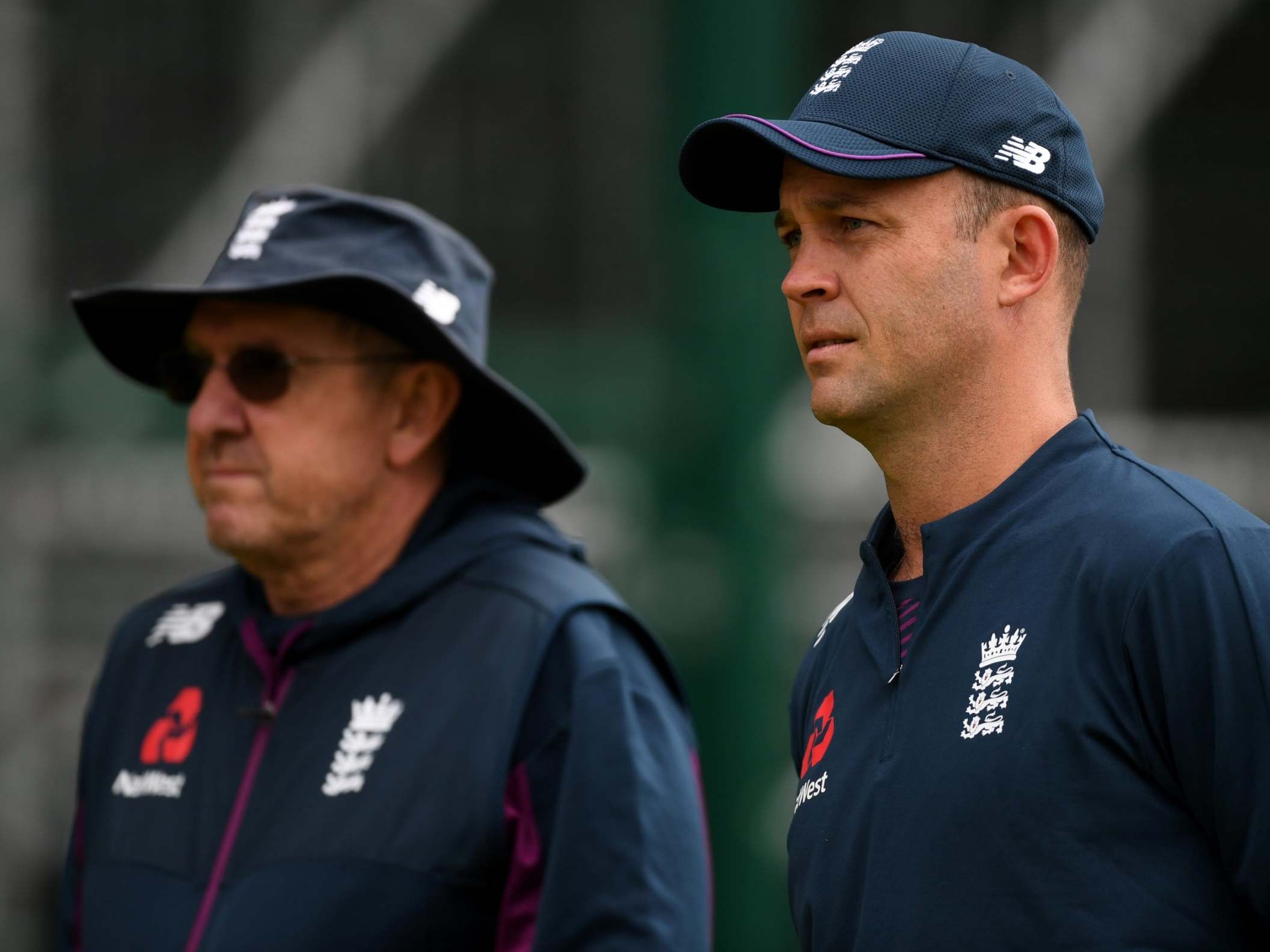 Trevor Bayliss and Jonathan Trott before the fourth Ashes Test