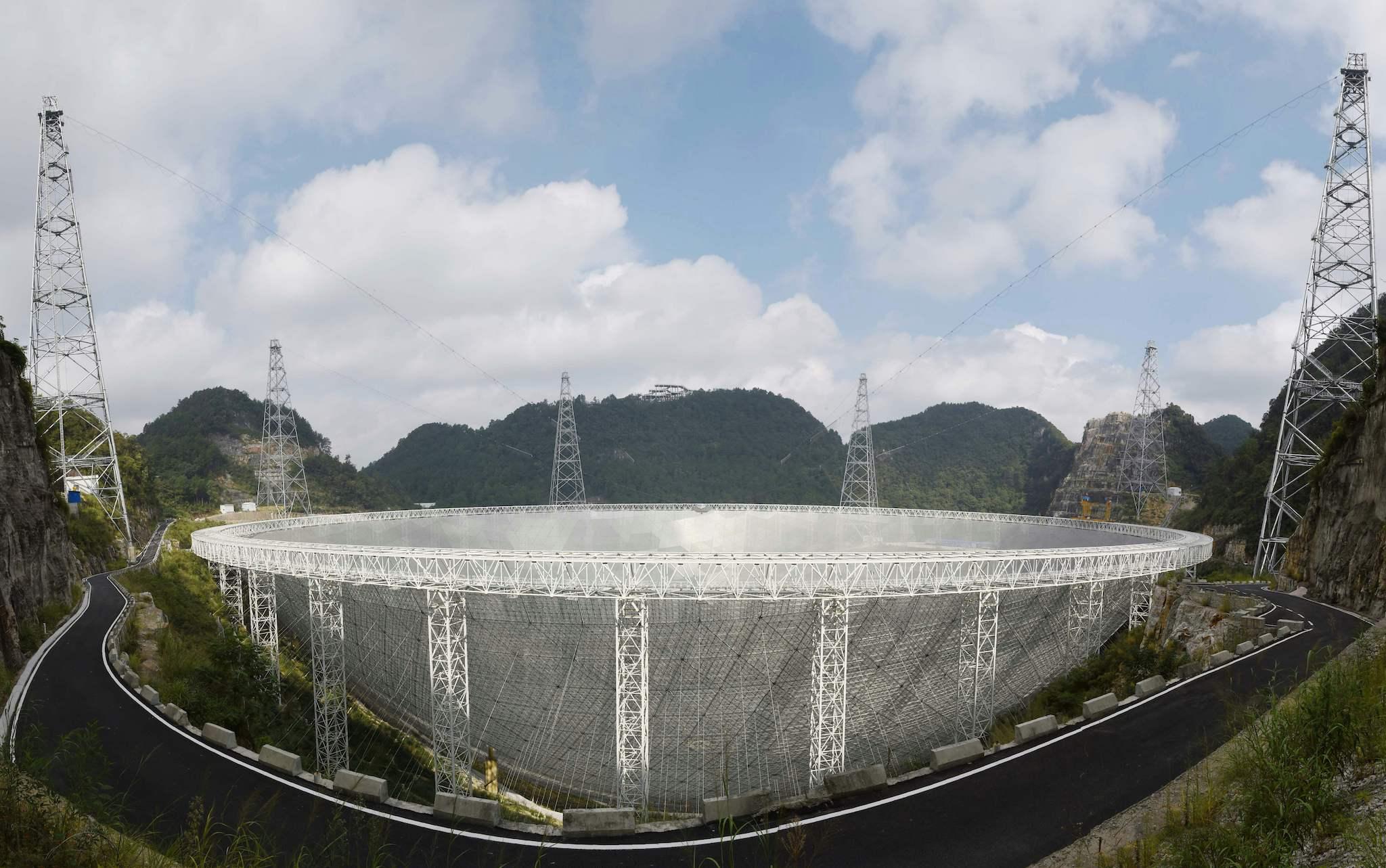 This picture taken on September 24, 2016 shows the Five-hundred-metre Aperture Spherical Radio Telescope (FAST) in Pingtang, in southwestern China's Guizhou province