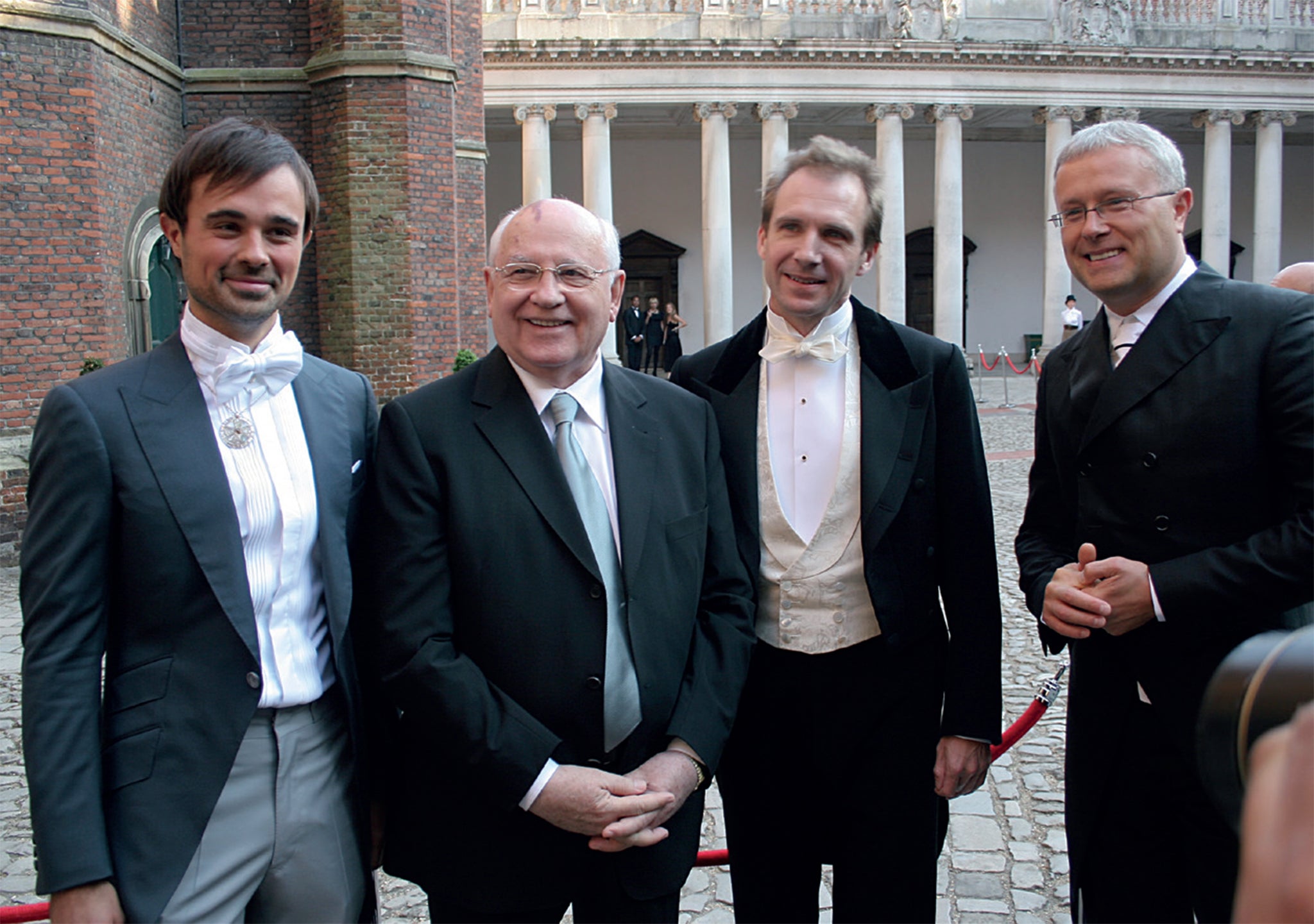 Charity gala to raise funds for children with cancer: (from left) son Evgeny, Mikhail Gorbachev and Ralph Fiennes (Alexander Lebedev)