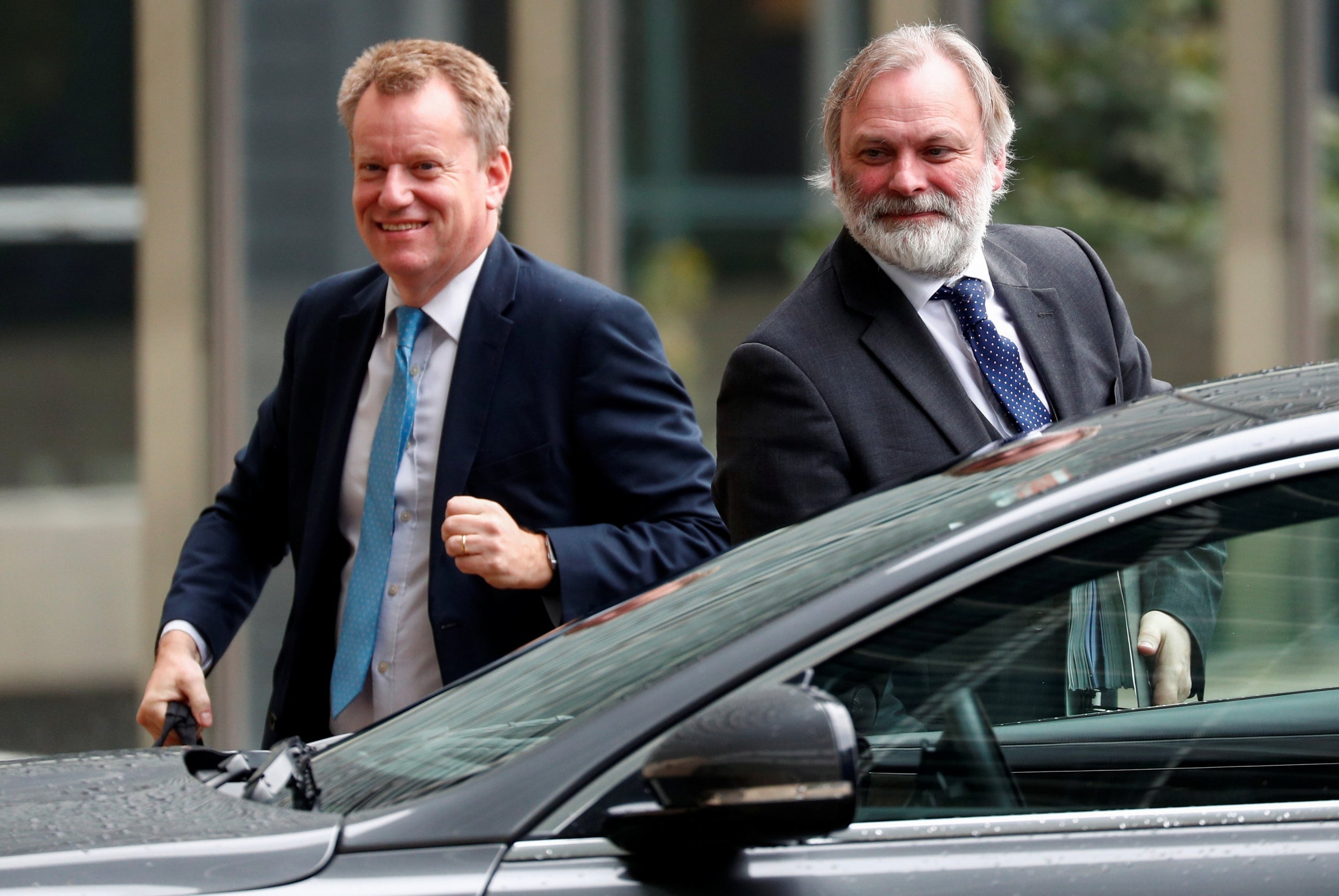 Britain’s permanent representative to the EU Tim Barrow and Johnson’s Europe adviser David Frost arrive at the European Commission headquarters