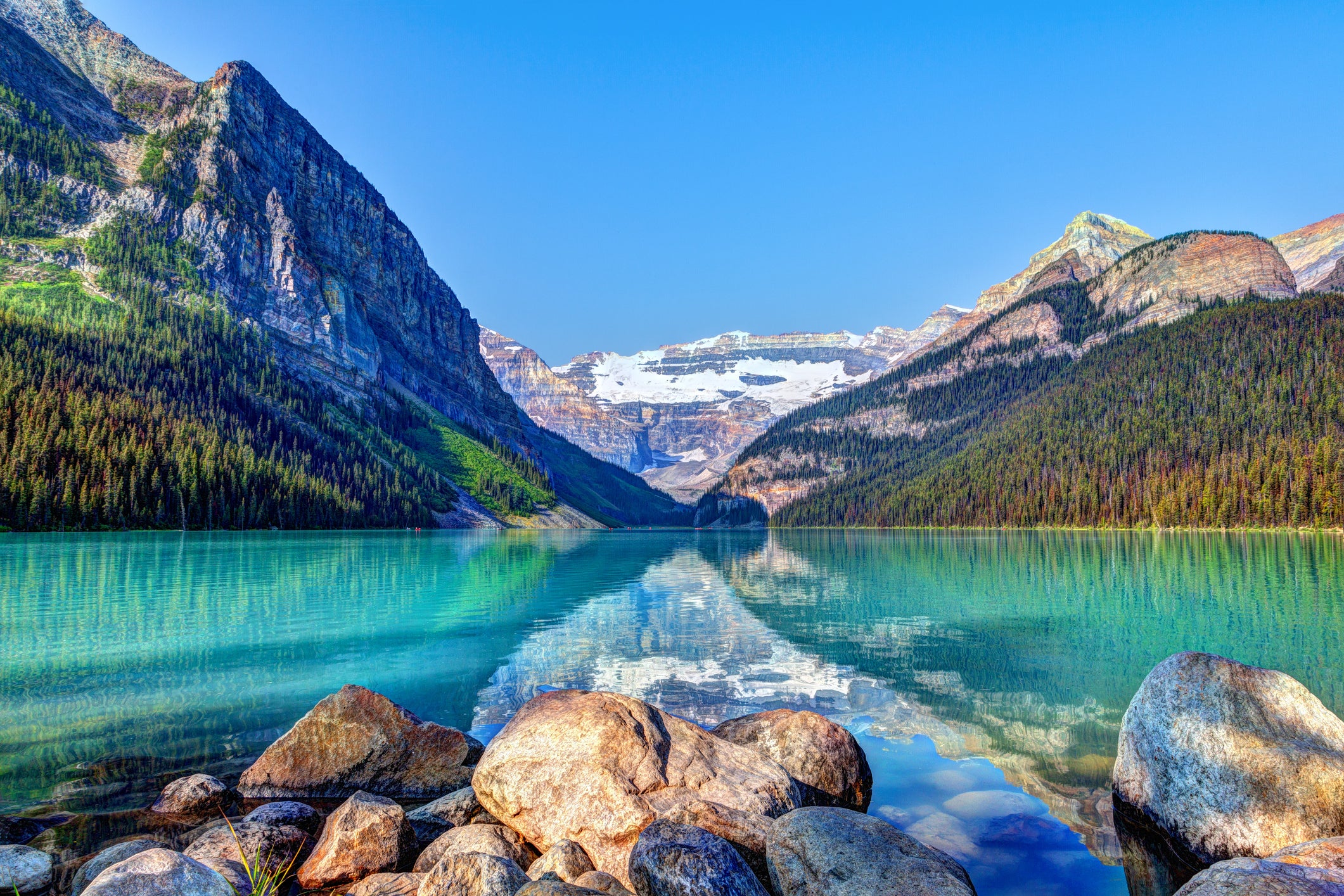 Lake Louise is so still it’s almost reflective (Getty/iStockphoto)